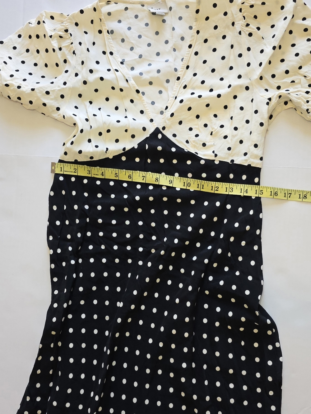 Polka Dot Black And Cream Midi Dress Vintage Cottagecore Parisian Casual Chic - Picture 3 of 6